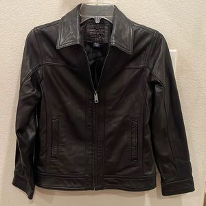 Class Club genuine lamb skin black leather zipper jacket with pockets
